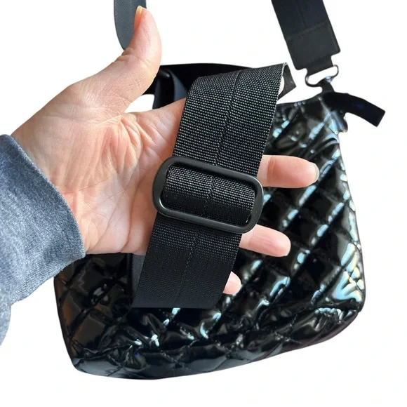 MZ Wallace Small Metro Scout Black Patent Quilted Crossbody Bag - Picture 10 of 11